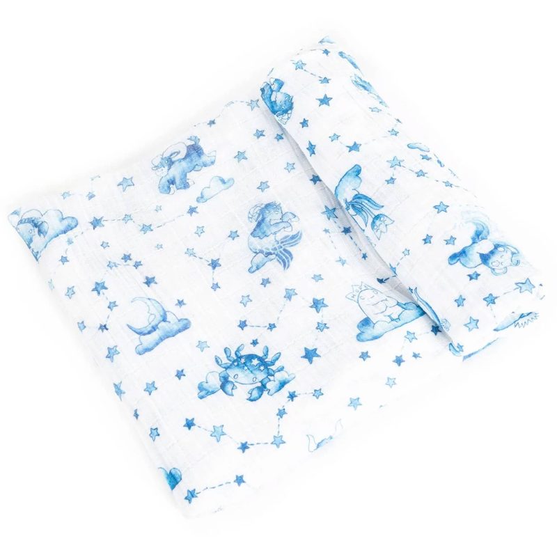 this feels nice solo stargazer astrology baby cotton muslin swaddle blanket folded detail