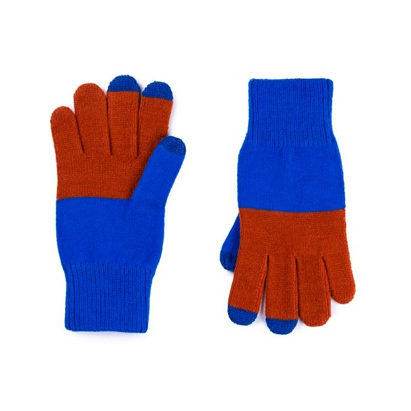 verloop colorblock touchscreen gloves extra large size in cobalt and rust side by side