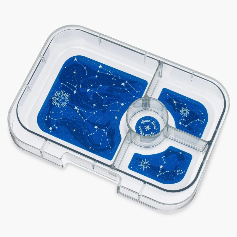 yumbox LAII202210Z panino 4 compartment leakproof kids bento box in luna aqua blue with zodiac tray removed