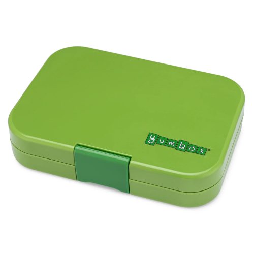 yumbox MGI202303F 6 compartment leakproof kids bento box in matcha green funny monster tray lid closed