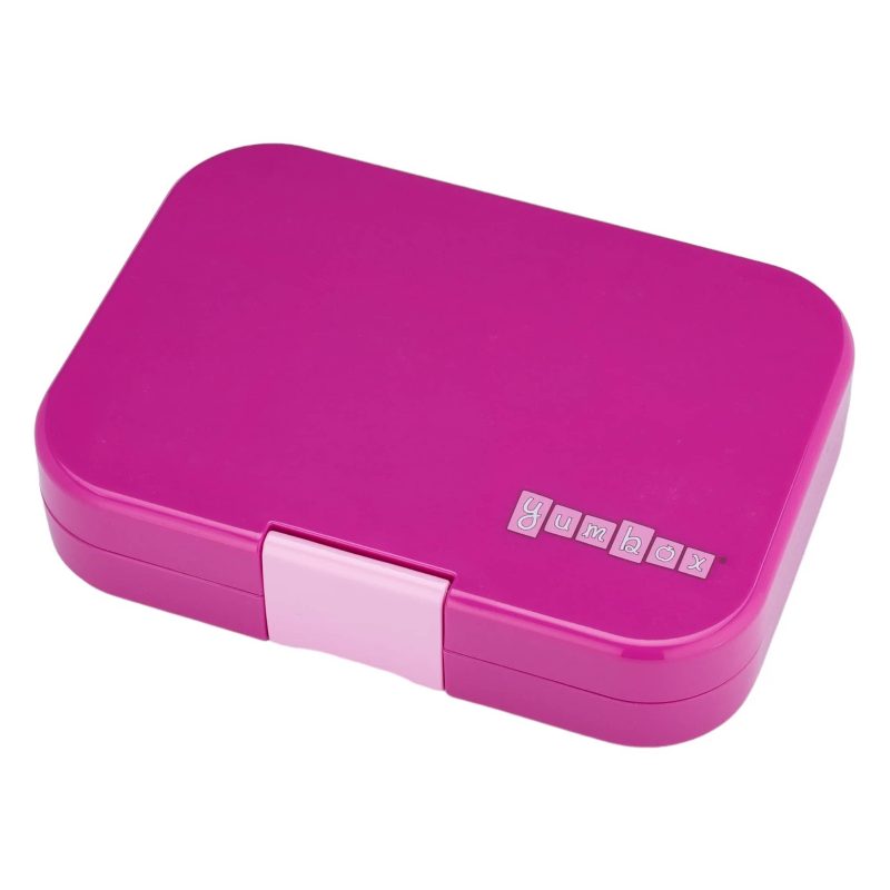 yumbox MPII202309U 4 compartment panino leakproof kids bento box in malibu purple unicorn lid closed