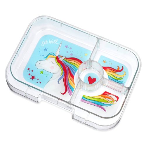 yumbox MPII202309U 4 compartment panino leakproof kids bento box in malibu purple unicorn tray insert