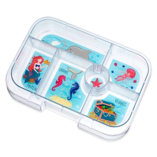 yumbox PPI202403M 6 compartment leakproof kids bento box in power pink mermaid tray insert