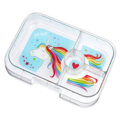 yumbox PPII202403U 4 compartment panino leakproof kids bento box in power pink unicorn tray insert