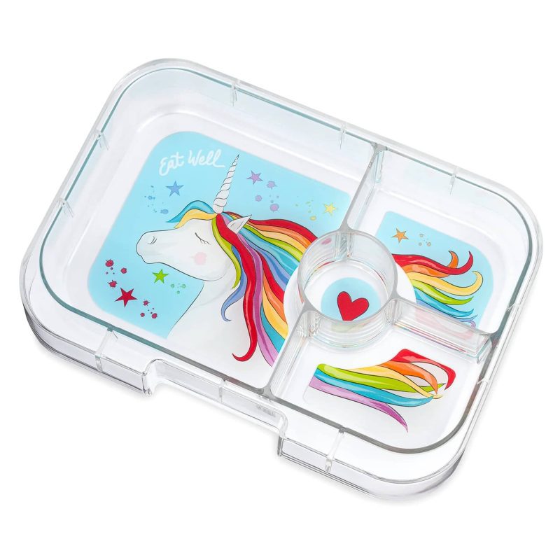 yumbox PPII202403U 4 compartment panino leakproof kids bento box in power pink unicorn tray insert