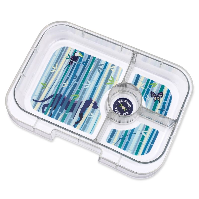 yumbox TAII202303N panino 4 compartment leakproof kids bento box in tropical aqua blue with panther tray removed